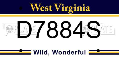 D7884S West Virginia License Plate