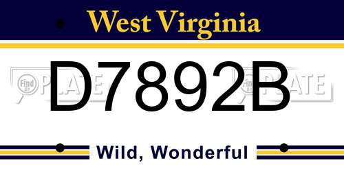 D7892B West Virginia License Plate