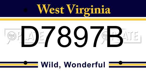 D7897B West Virginia License Plate