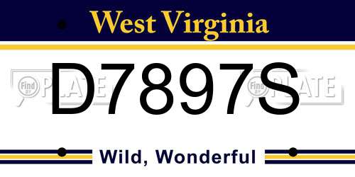 D7897S West Virginia License Plate