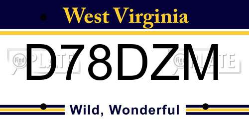 D78DZM West Virginia License Plate