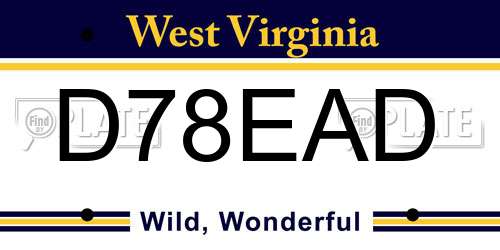 D78EAD West Virginia License Plate