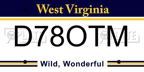 D78OTM West Virginia License Plate