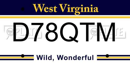 D78QTM West Virginia License Plate