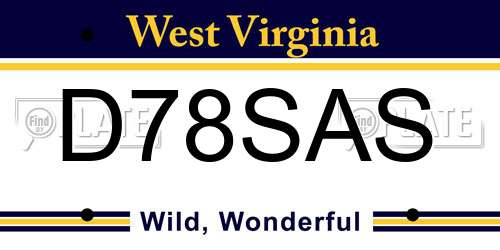 D78SAS West Virginia License Plate