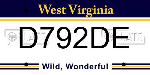D792DE West Virginia License Plate