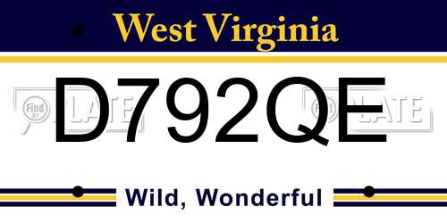 D792QE West Virginia License Plate