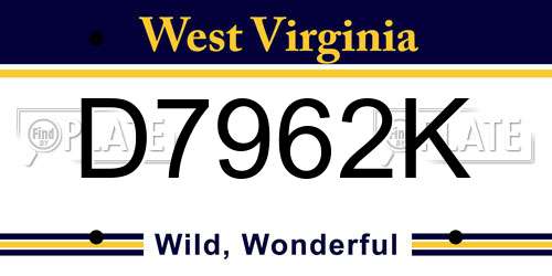 D7962K West Virginia License Plate