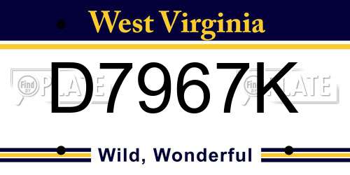 D7967K West Virginia License Plate