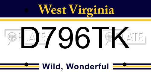 D796TK West Virginia License Plate