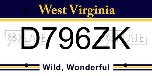 D796ZK West Virginia License Plate