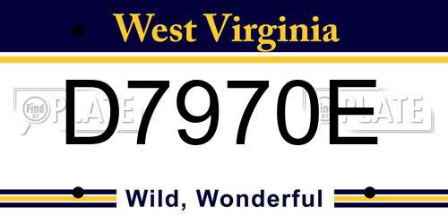 D7970E West Virginia License Plate