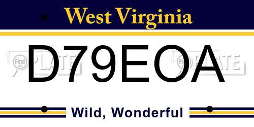D79EOA West Virginia License Plate