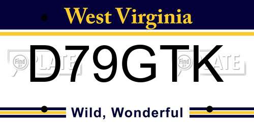 D79GTK West Virginia License Plate