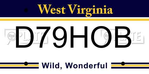 D79HOB West Virginia License Plate