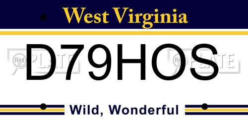 D79HOS West Virginia License Plate