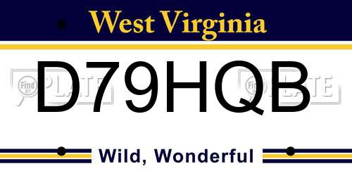 D79HQB West Virginia License Plate