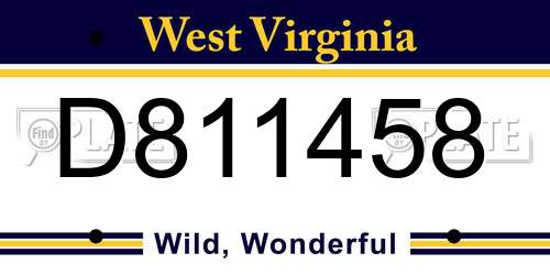 D811458 West Virginia License Plate
