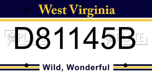 D81145B West Virginia License Plate