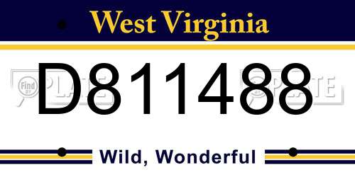 D811488 West Virginia License Plate