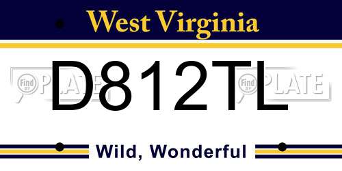 D812TL West Virginia License Plate