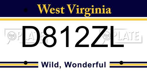 D812ZL West Virginia License Plate