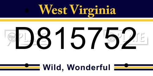 D815752 West Virginia License Plate