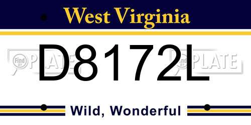 D8172L West Virginia License Plate