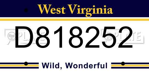 D818252 West Virginia License Plate