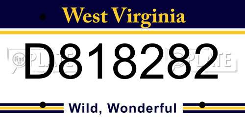 D818282 West Virginia License Plate