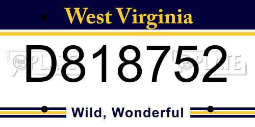 D818752 West Virginia License Plate