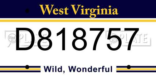 D818757 West Virginia License Plate