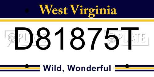 D81875T West Virginia License Plate