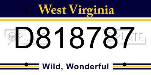 D818787 West Virginia License Plate