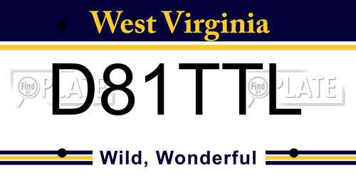 D81TTL West Virginia License Plate