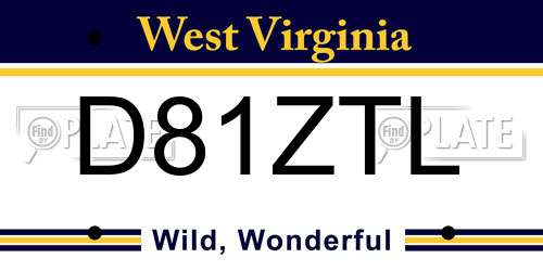 D81ZTL West Virginia License Plate