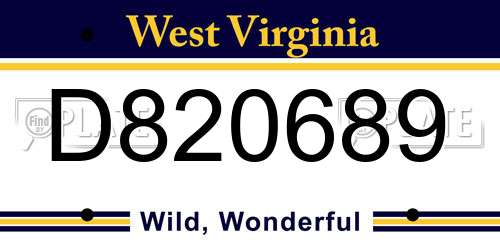 D820689 West Virginia License Plate