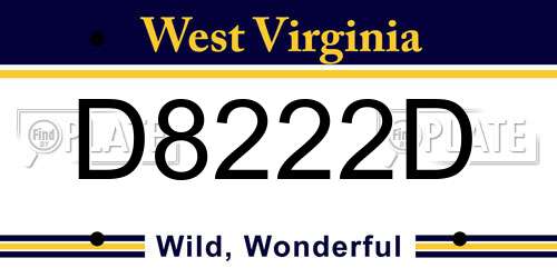 D8222D West Virginia License Plate