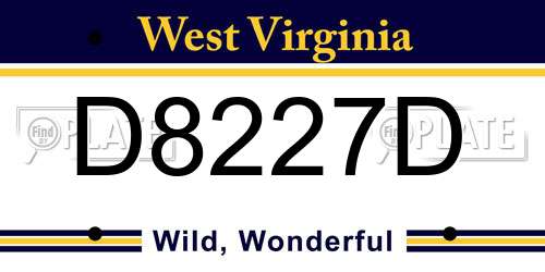 D8227D West Virginia License Plate
