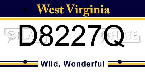 D8227Q West Virginia License Plate