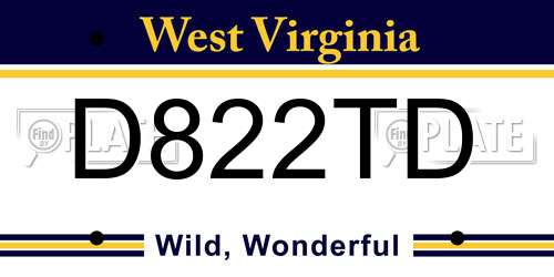 D822TD West Virginia License Plate