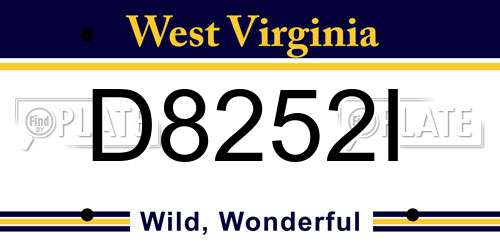 D8252I West Virginia License Plate