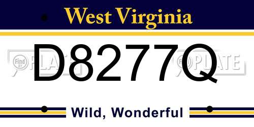 D8277Q West Virginia License Plate