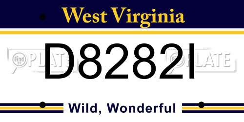 D8282I West Virginia License Plate