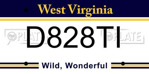 D828TI West Virginia License Plate