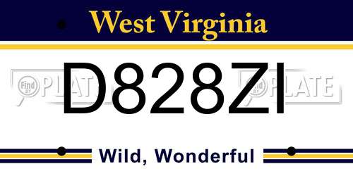 D828ZI West Virginia License Plate