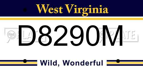 D8290M West Virginia License Plate