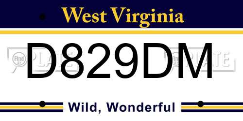 D829DM West Virginia License Plate