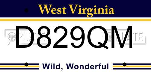 D829QM West Virginia License Plate