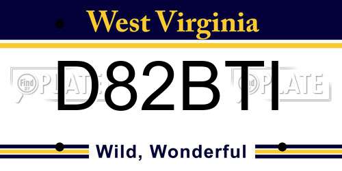 D82BTI West Virginia License Plate